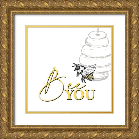 Bee 2 Gold Ornate Wood Framed Art Print with Double Matting by Allen, Kimberly