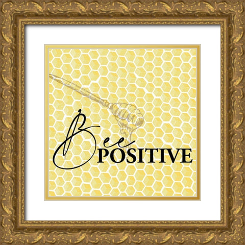 Bee 3 Gold Ornate Wood Framed Art Print with Double Matting by Allen, Kimberly