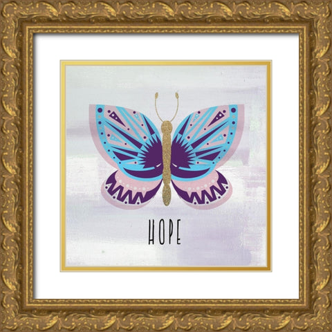 Patterned Butterfly 2 Gold Ornate Wood Framed Art Print with Double Matting by Allen, Kimberly