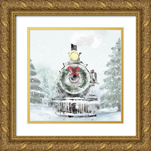 Winter Train 2 Gold Ornate Wood Framed Art Print with Double Matting by Allen, Kimberly