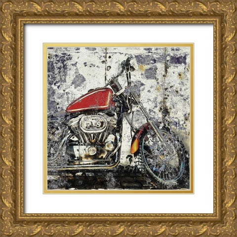 Grunge Bike 1 Gold Ornate Wood Framed Art Print with Double Matting by Allen, Kimberly