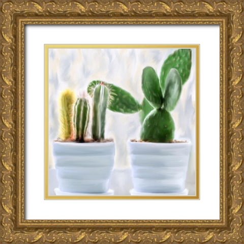 Cactus Gold Ornate Wood Framed Art Print with Double Matting by Allen, Kimberly