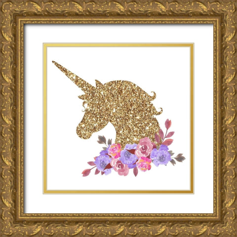 Sparkle Unicorn 2 Gold Ornate Wood Framed Art Print with Double Matting by Allen, Kimberly