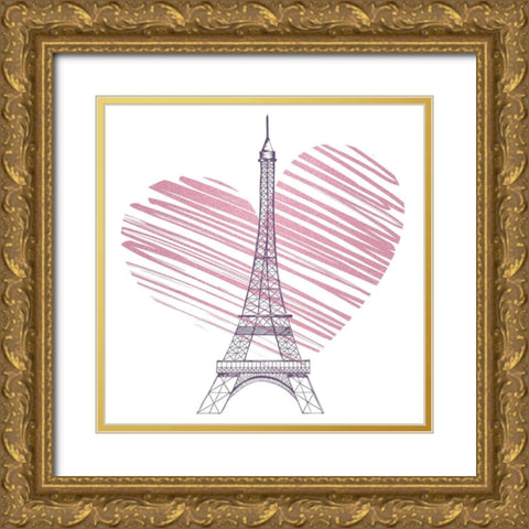 In Paris 3 Gold Ornate Wood Framed Art Print with Double Matting by Allen, Kimberly