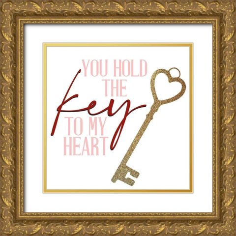 Key to my Heart Gold Ornate Wood Framed Art Print with Double Matting by Allen, Kimberly