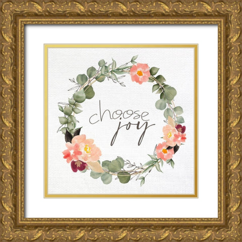 Choose Joy Wreath Gold Ornate Wood Framed Art Print with Double Matting by Allen, Kimberly