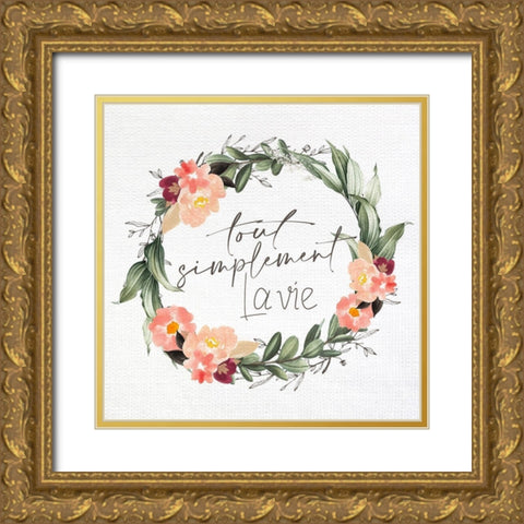 Tout Simplement Wreath Gold Ornate Wood Framed Art Print with Double Matting by Allen, Kimberly