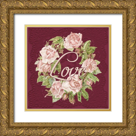 Love Christmas Gold Ornate Wood Framed Art Print with Double Matting by Allen, Kimberly