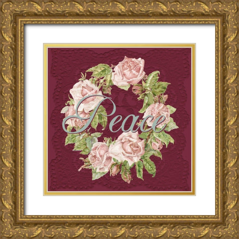 Peace Gold Ornate Wood Framed Art Print with Double Matting by Allen, Kimberly
