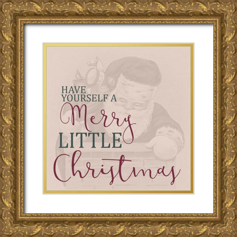 Merry Little Gold Ornate Wood Framed Art Print with Double Matting by Allen, Kimberly