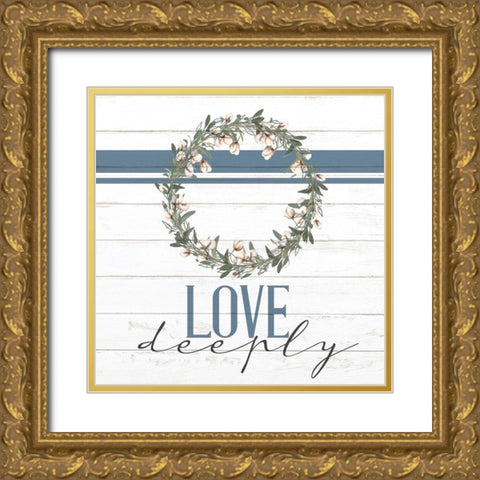 Love Deeply Gold Ornate Wood Framed Art Print with Double Matting by Allen, Kimberly