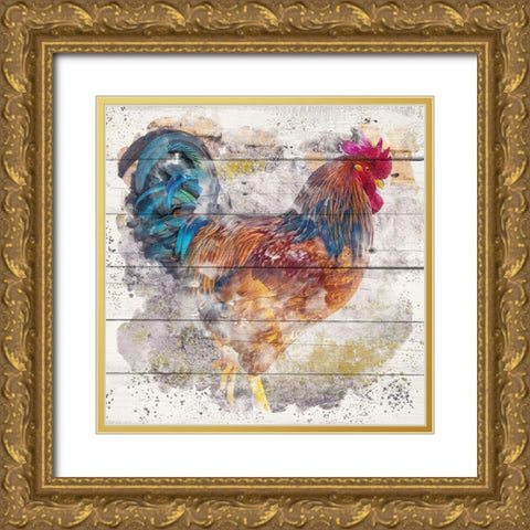 Rooster 1 Gold Ornate Wood Framed Art Print with Double Matting by Allen, Kimberly