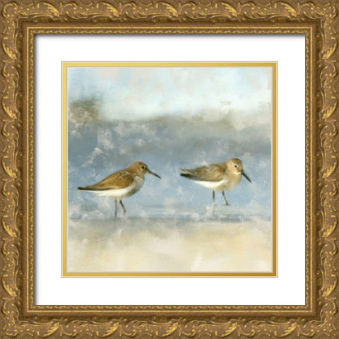 Sandpipers Gold Ornate Wood Framed Art Print with Double Matting by Allen, Kimberly