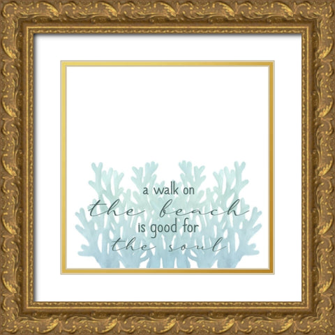 The Beach 2 Gold Ornate Wood Framed Art Print with Double Matting by Allen, Kimberly