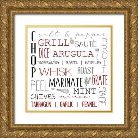 Chop Red Gold Ornate Wood Framed Art Print with Double Matting by Allen, Kimberly