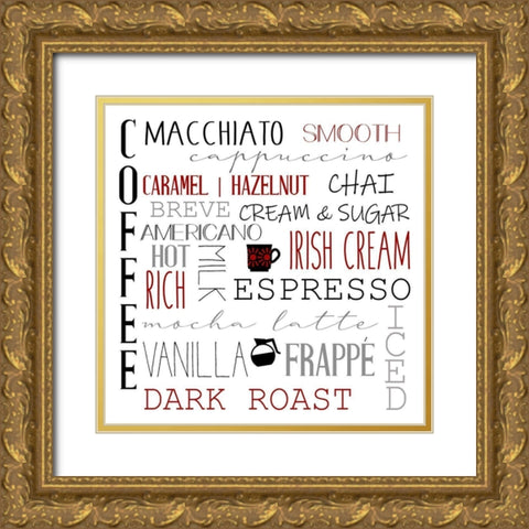 Coffee Red Gold Ornate Wood Framed Art Print with Double Matting by Allen, Kimberly