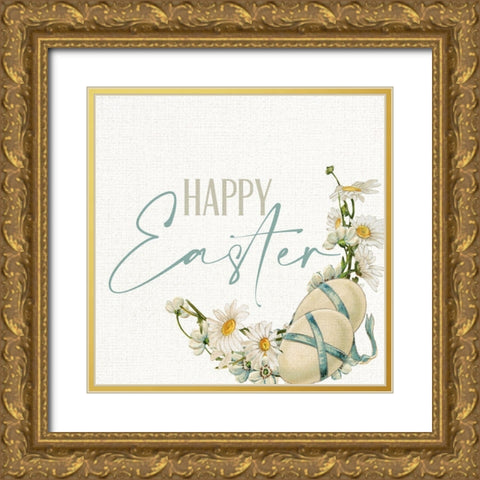 Happy Easter Gold Ornate Wood Framed Art Print with Double Matting by Allen, Kimberly