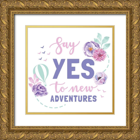 Say Yes 1 Gold Ornate Wood Framed Art Print with Double Matting by Allen, Kimberly