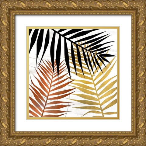 Mettalic Palms 1 Gold Ornate Wood Framed Art Print with Double Matting by Allen, Kimberly