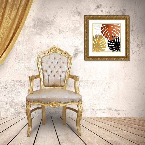 Mettalic Palms 2 Gold Ornate Wood Framed Art Print with Double Matting by Allen, Kimberly