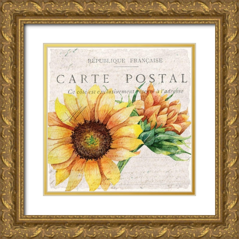 Sunflower Postcard 1 Gold Ornate Wood Framed Art Print with Double Matting by Allen, Kimberly