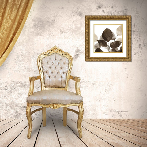 Chocolate Leaves 1 Gold Ornate Wood Framed Art Print with Double Matting by Allen, Kimberly