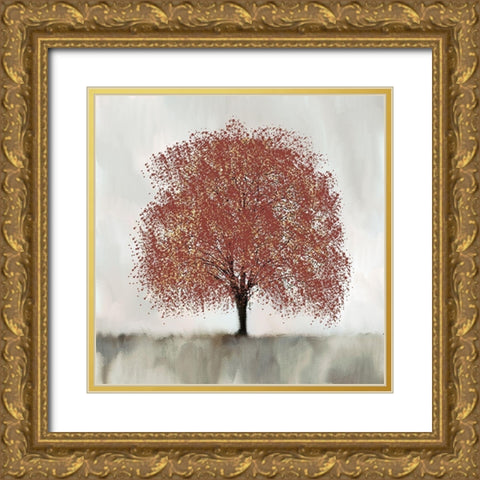 Burnt Orange Tree Gold Ornate Wood Framed Art Print with Double Matting by Allen, Kimberly