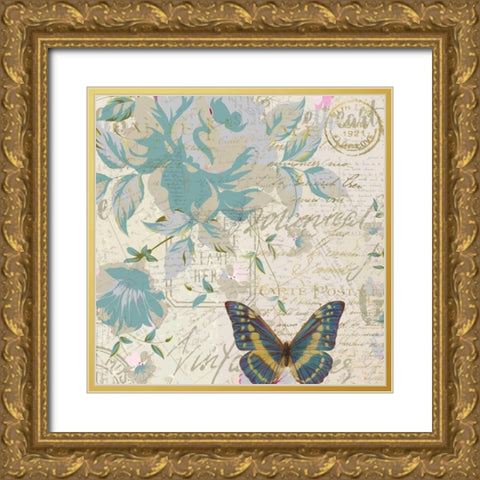 Carte Postal Floral 2 Gold Ornate Wood Framed Art Print with Double Matting by Allen, Kimberly
