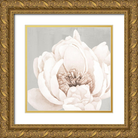 Neutral Peony 1 Gold Ornate Wood Framed Art Print with Double Matting by Allen, Kimberly
