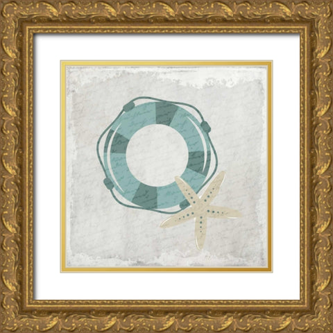 Coastal Bath 1 Gold Ornate Wood Framed Art Print with Double Matting by Allen, Kimberly