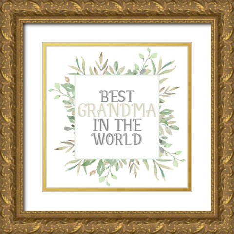 Best Grandma Gold Ornate Wood Framed Art Print with Double Matting by Allen, Kimberly