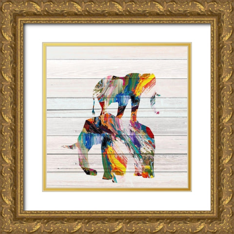 Elephant Duo Gold Ornate Wood Framed Art Print with Double Matting by Allen, Kimberly