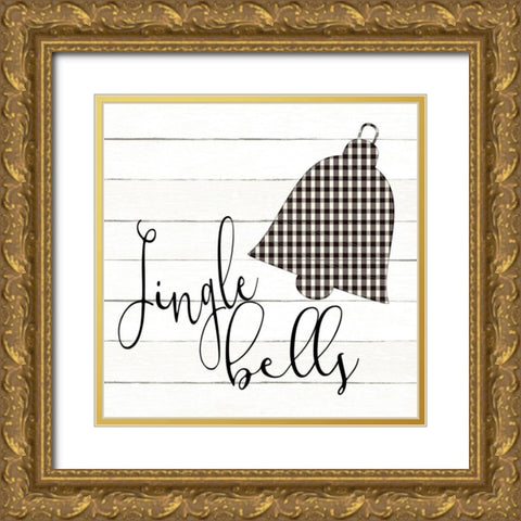 Jingle Bells Plaid Gold Ornate Wood Framed Art Print with Double Matting by Allen, Kimberly