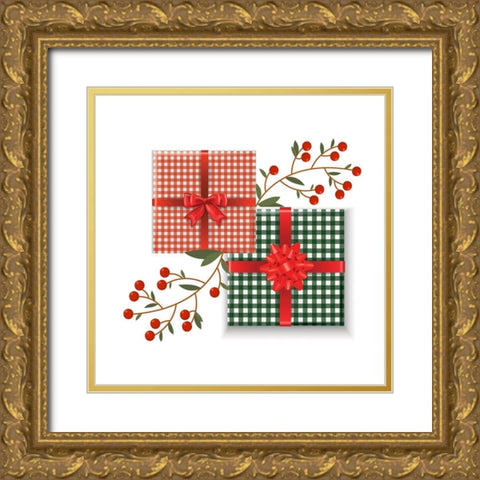 Christmas Presents 2 Gold Ornate Wood Framed Art Print with Double Matting by Allen, Kimberly