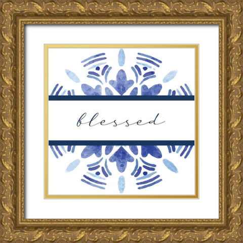 Blessed Medallion Gold Ornate Wood Framed Art Print with Double Matting by Allen, Kimberly