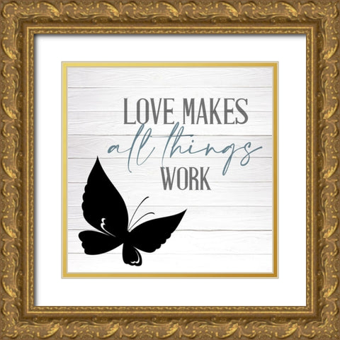 Love Makes All Gold Ornate Wood Framed Art Print with Double Matting by Allen, Kimberly