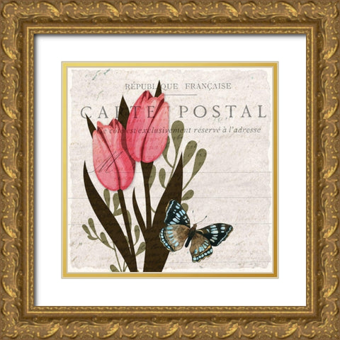 Tulip Postcard 1 Gold Ornate Wood Framed Art Print with Double Matting by Allen, Kimberly