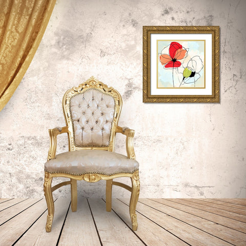 Poppy Square 1 Gold Ornate Wood Framed Art Print with Double Matting by Allen, Kimberly