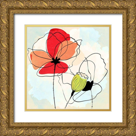 Poppy Square 1 Gold Ornate Wood Framed Art Print with Double Matting by Allen, Kimberly