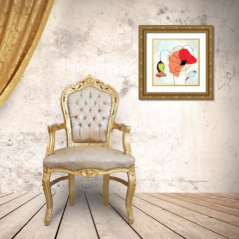 Poppy Square 2 Gold Ornate Wood Framed Art Print with Double Matting by Allen, Kimberly