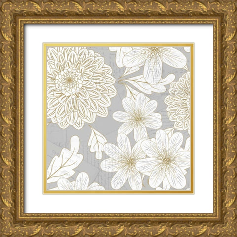 Simply Grey 3 Gold Ornate Wood Framed Art Print with Double Matting by Allen, Kimberly