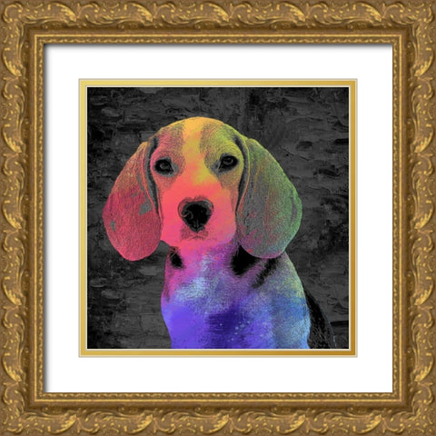 Beagle Gold Ornate Wood Framed Art Print with Double Matting by Allen, Kimberly
