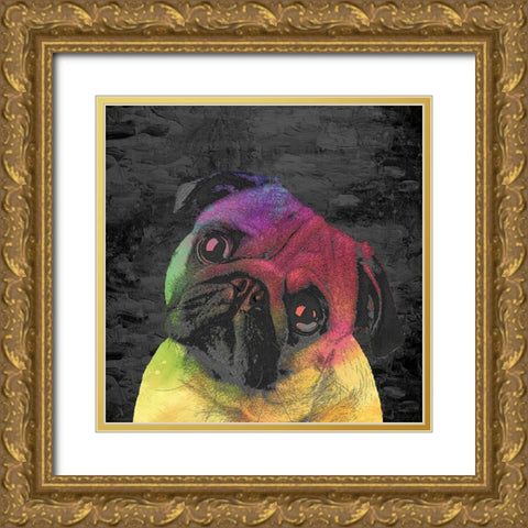 Pug Gold Ornate Wood Framed Art Print with Double Matting by Allen, Kimberly