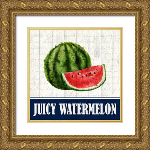 Juicy Watermelon Gold Ornate Wood Framed Art Print with Double Matting by Allen, Kimberly