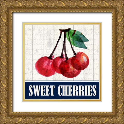 Sweet Cherries Gold Ornate Wood Framed Art Print with Double Matting by Allen, Kimberly