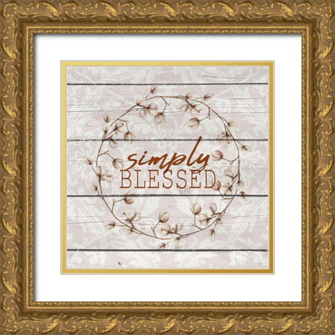 Simply Blessed Cotton Gold Ornate Wood Framed Art Print with Double Matting by Allen, Kimberly
