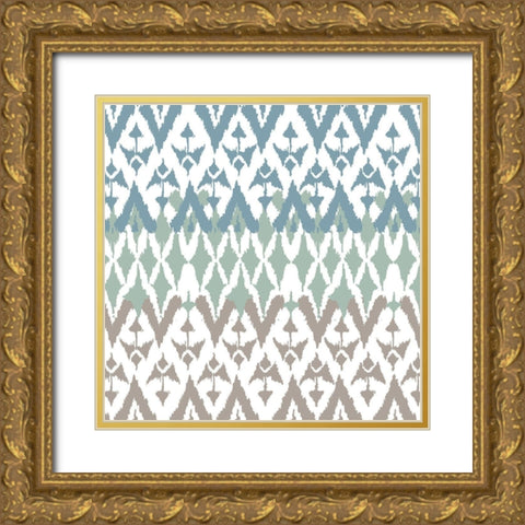 Ikat Pattern 1 Gold Ornate Wood Framed Art Print with Double Matting by Allen, Kimberly