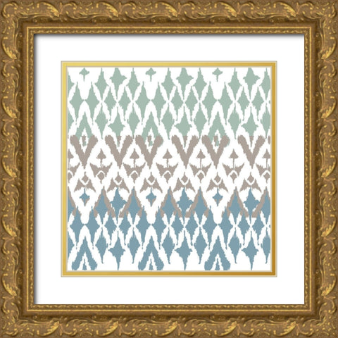 Ikat Pattern 2 Gold Ornate Wood Framed Art Print with Double Matting by Allen, Kimberly