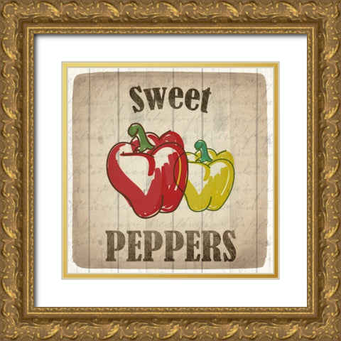 Sweet Peppers Gold Ornate Wood Framed Art Print with Double Matting by Allen, Kimberly
