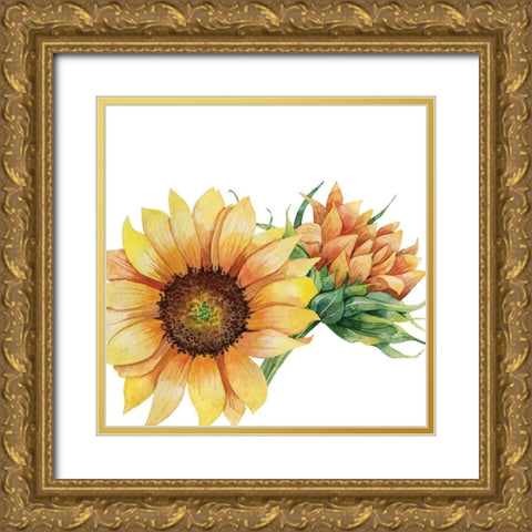 Sunflower Postcard 1 v2 Gold Ornate Wood Framed Art Print with Double Matting by Allen, Kimberly
